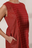 Maroon Zari Woven Chanderi Straight Kurta