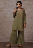 Sheen Mint Green Straight Woollen Kurta