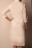 Cotton A-symmetrical White Shirt Dress With Wooden Buttons