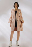 Brillie Brown Stripe Pure Woven Cotton Trench Coat