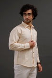 Oyster Yellow Cotton Slim Fit Shirt