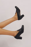 Lead Black Cruelty-Free Leather Loafer Heels