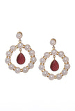 Red Stone Pearl Earrings