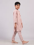Set of 2: Red Stripes Cotton Kurta Pyjama Set