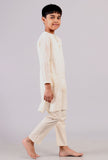 Set Of 2: White Cotton Stripes Kurta Pyjama