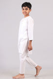 Set Of 2: White Cotton Stripes Kurta Pyjama Set