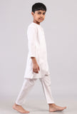 Set Of 2: White Cotton Stripes Kurta Pyjama Set