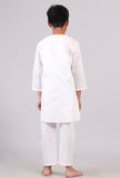 Set Of 2: White Cotton Stripes Kurta Pyjama Set