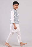 Blue Floral Nehru Cotton Jacket
