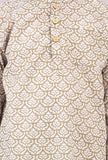 Set of 2: Mustard Beige Floral Hand Block Print Kurta Pyjama Set