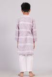 Set of 2: Plum Violet Floral Hand Block Print Kurta Pyjama Set