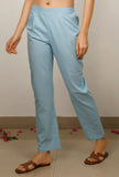 Blue Cotton straight Pants