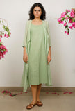 Mint Green Cotton Kota wrap around dress