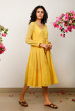 Yellow Cotton Kota flared tie up overlay