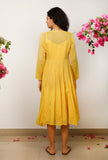Yellow Cotton Kota flared tie up overlay