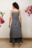 Set of 2: Grey Cotton plain Solid slip with Grey Cotton plain flared Pants