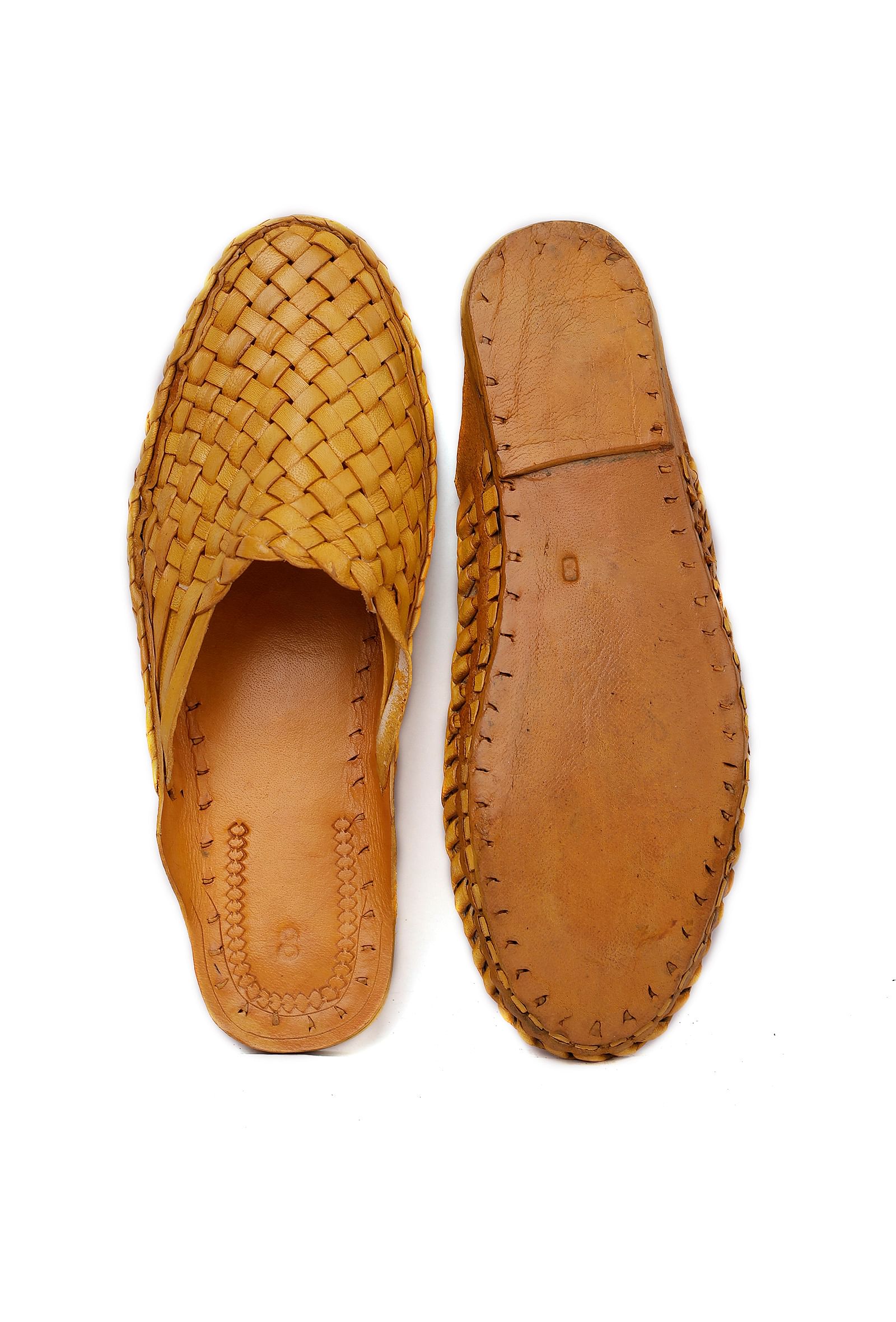 Cream Braided Pure Leather Open Loafers