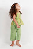 Set Of 2: Green Striped top and Green Pant
