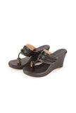 Classic Black Vegan Leather Kolhapuri Wedges