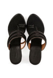 Classic Black Vegan Leather Kolhapuri Heels