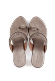 Silver Tan Vegan Leather Kolhapuri Heels