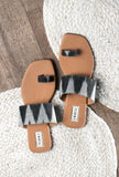 Black & Caramel Brown Ikat One toe Cruelty Free Leather Flats