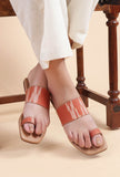 Red & Tawny Brown Ikat One toe Cruelty Free Leather Flats