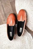 Black & Coral Pink Ikat Flat Cruelty Free Leather Ballerina