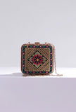 Erina Gold & Multi Kutch Embroidered Square Box Clutch