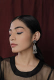 Floral Silver Tribal Earrings With Jhumkas
