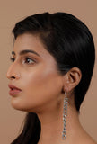 Qadira Three Layered Silver Chain Earrings
