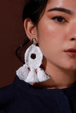 Amira White Thread Mirrored Crochet Earrings
