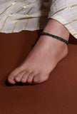 Set of 2:Green Brass Single String Anklet