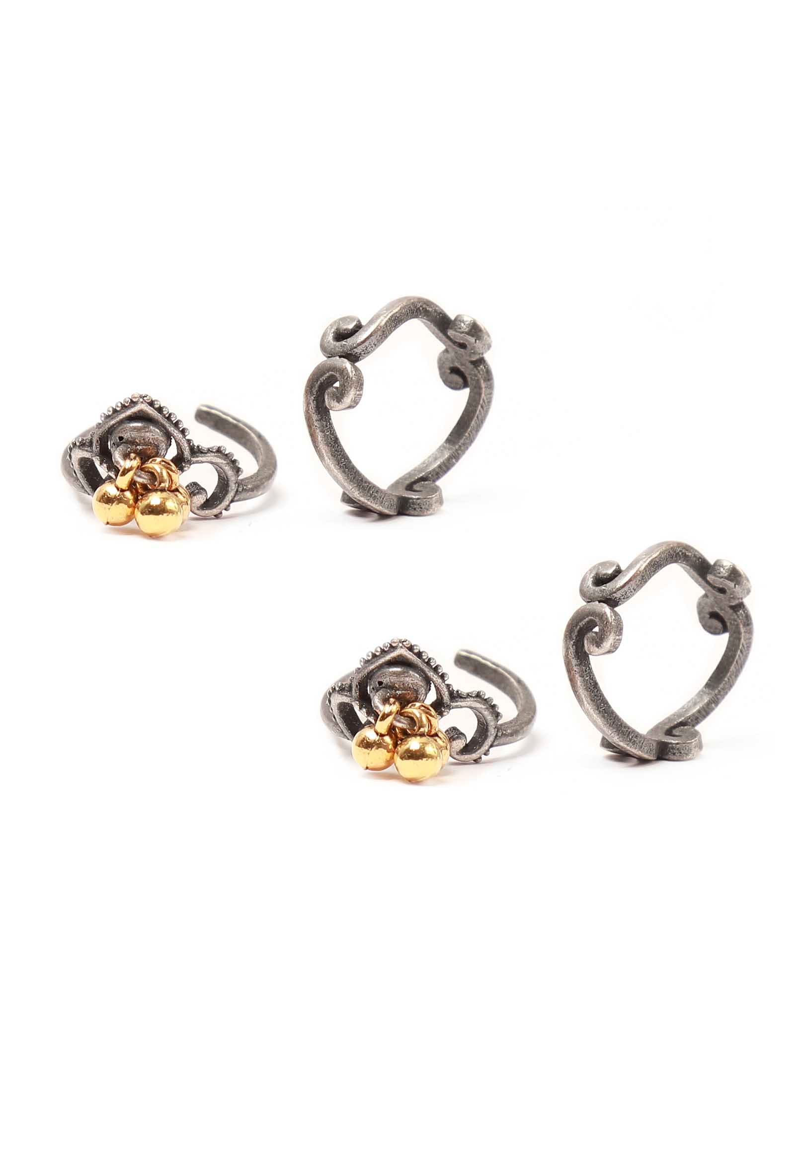 Set of 4: Floral Silver Brass Toering