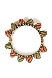 Red & Green Beads Kundan Enamel Gold Bangle