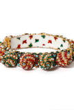 Red & Green Beads Kundan Enamel Gold Bangle