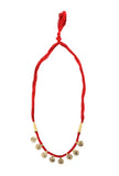 Red Thread Kundan Necklace with Sphere Motif