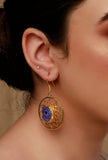 Purple Enamel Gold Earrings