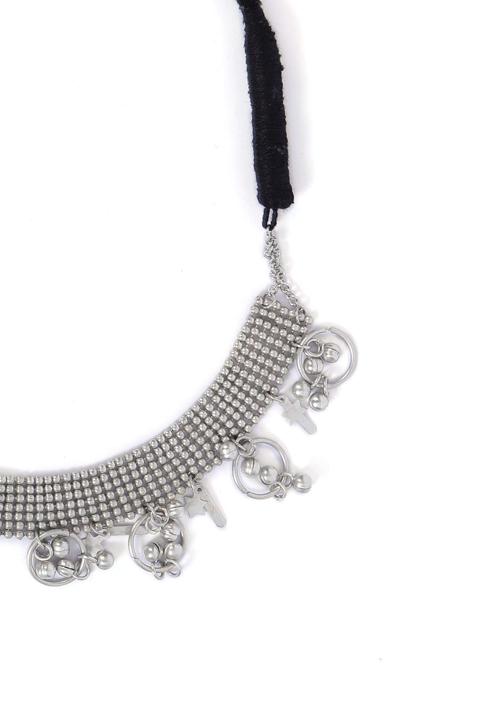 Sneha Silver Black Thread Necklace