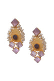 Brown Gold Stone Pearl Earrings