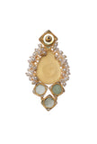 Gold Stone Sea Green Pearl Earrings