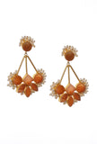 Coral Stone Pearl Earrings