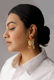 Narangi Orange Gold Stone Pearl Earrings