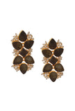 Brown Gold Stone Pearl Earrings