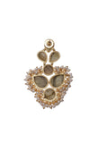 Olive Gold Stone Pearl Earrings