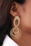 Uneven Oval Layered Brass Earrings