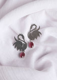 Swan Pink Brass Earrings
