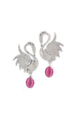 Swan Pink Brass Earrings