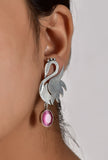 Swan Pink Brass Earrings