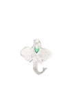 Elephant with Green Stone Brass Earrings